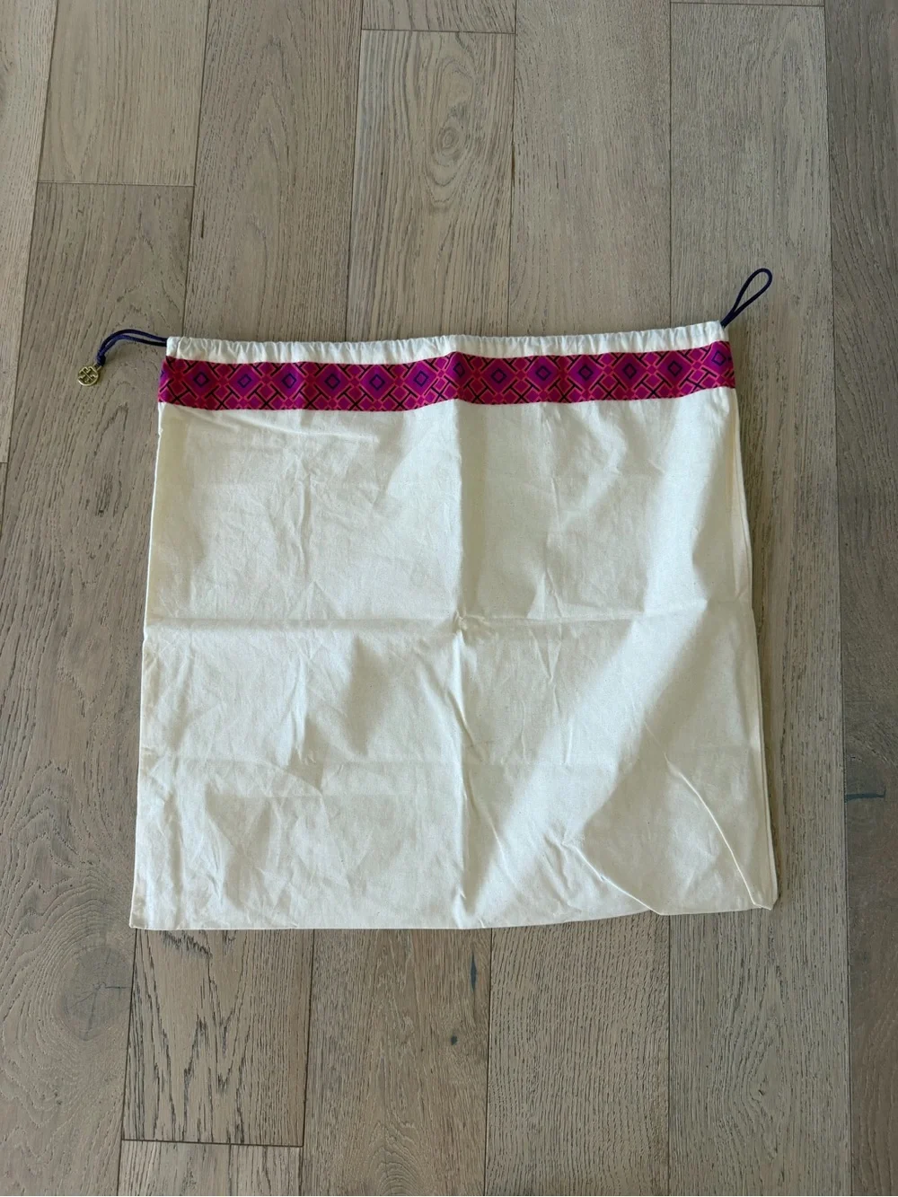 Tory Burch Cream Dust Bag with Pink Trim
